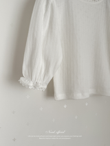 Eyelet lace puff tops