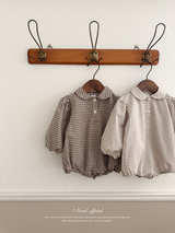 Sunny check collar rompers
