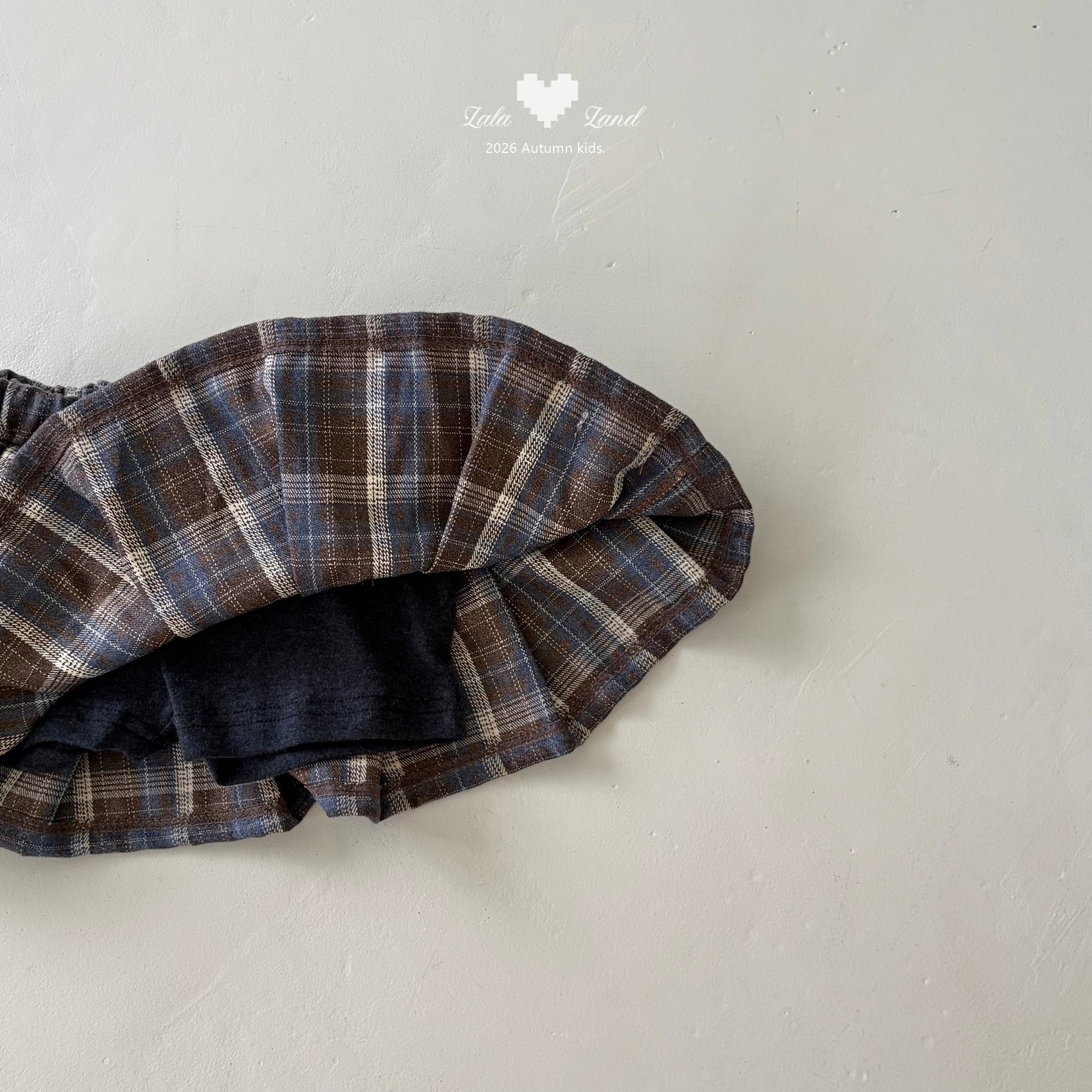 ［Lala land］Eve check pleats skirt