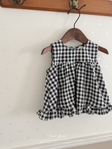 Check frill blouse