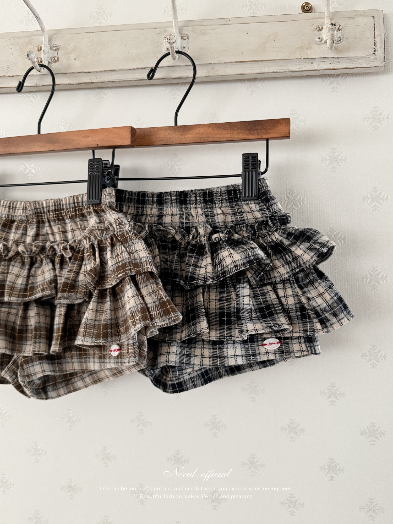 Roman check cancan pants