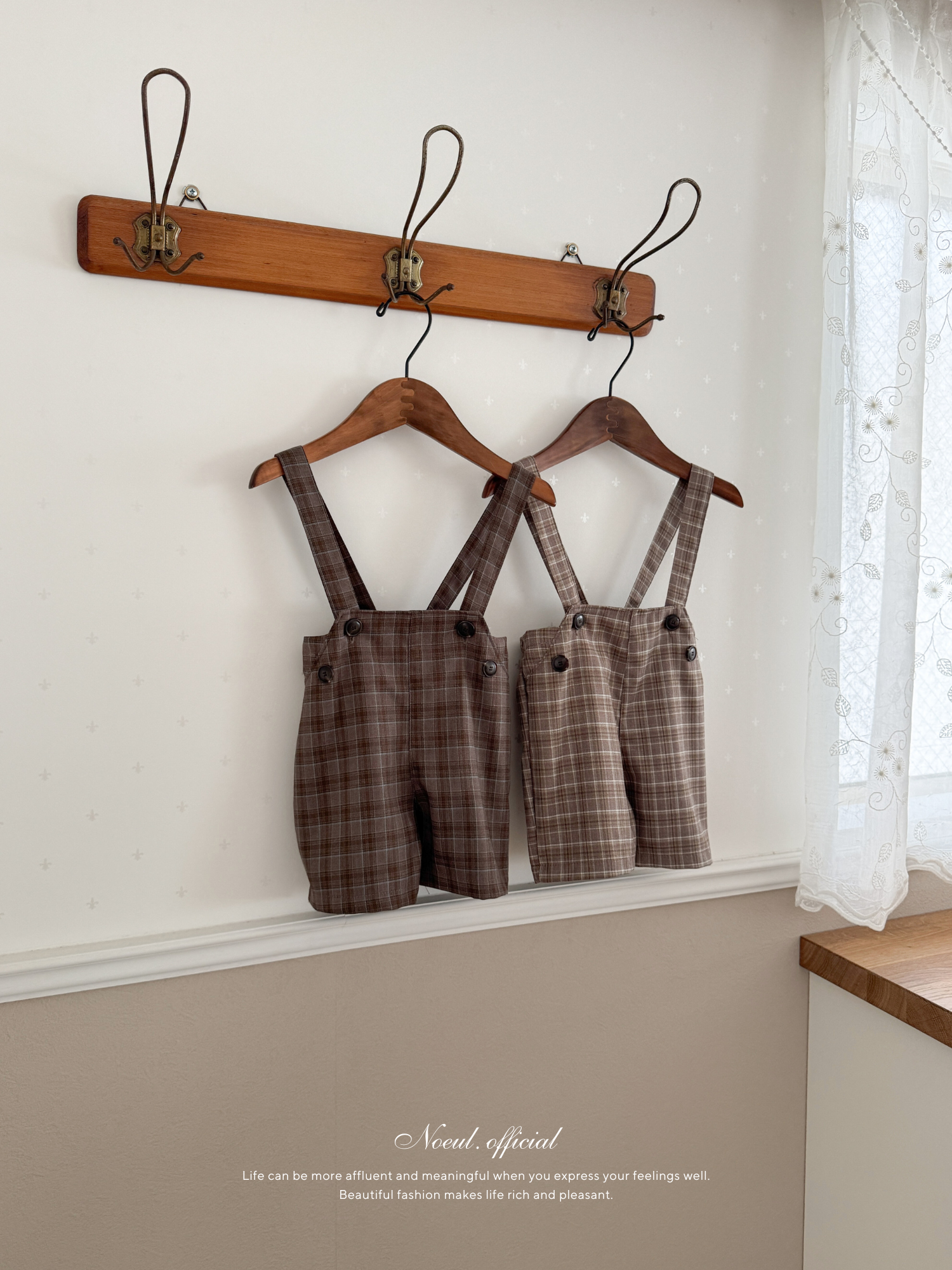Rommy check suspender pants