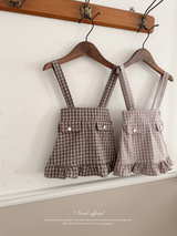 Daisy check suspender skirt