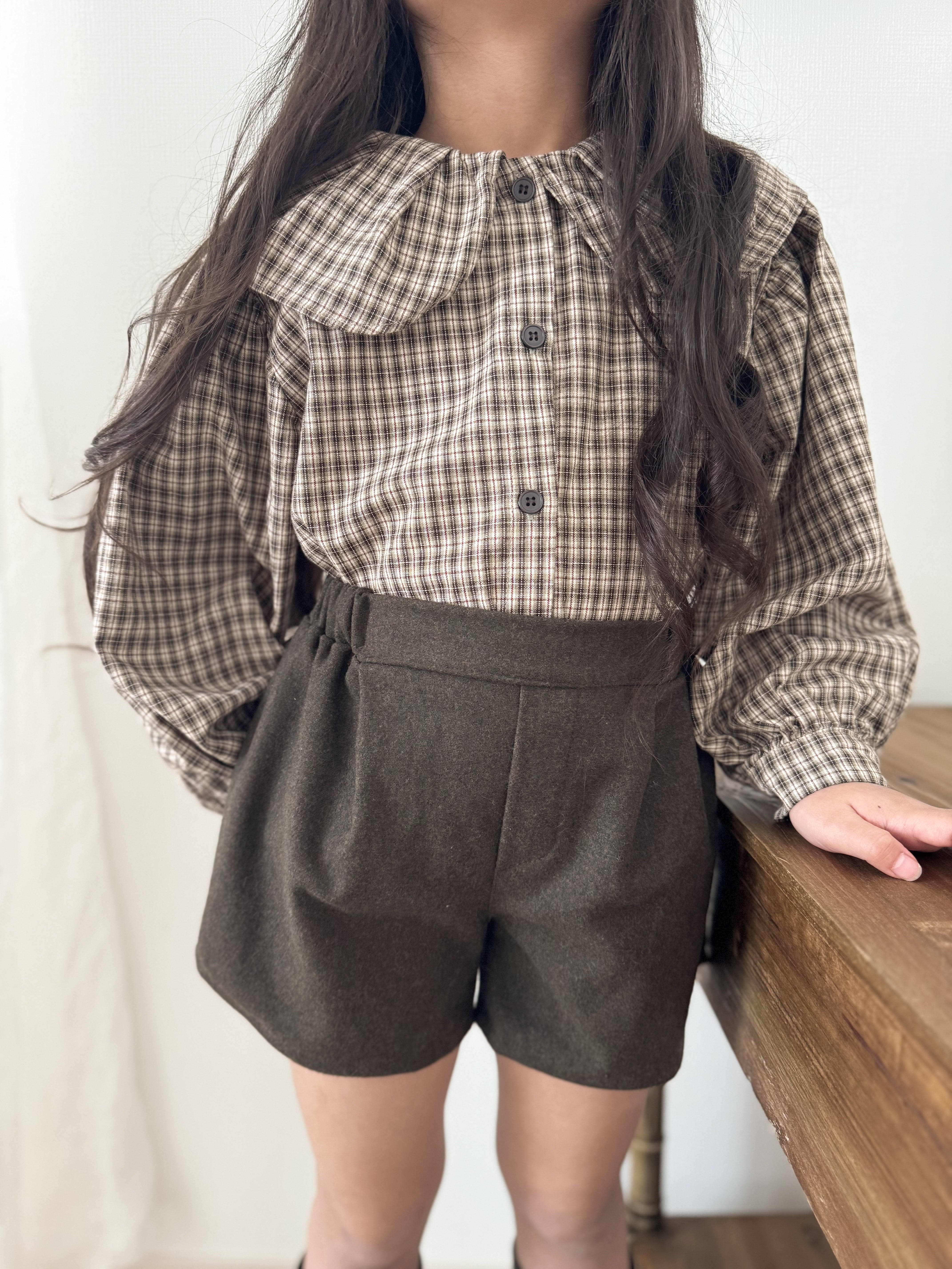 *Noeul.made* Check collar blouse