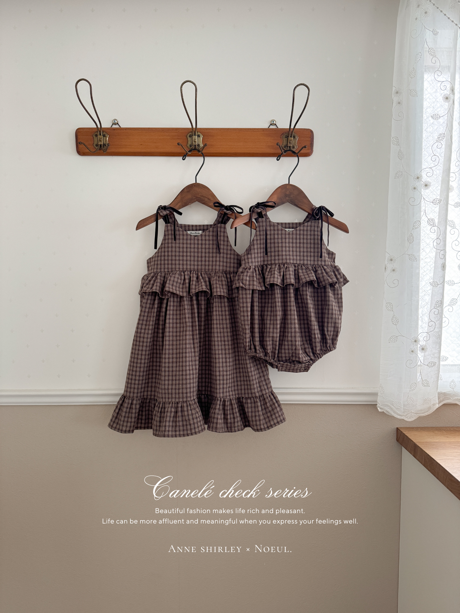 ［Anne shirley × Noeul.］Canelé check rompers