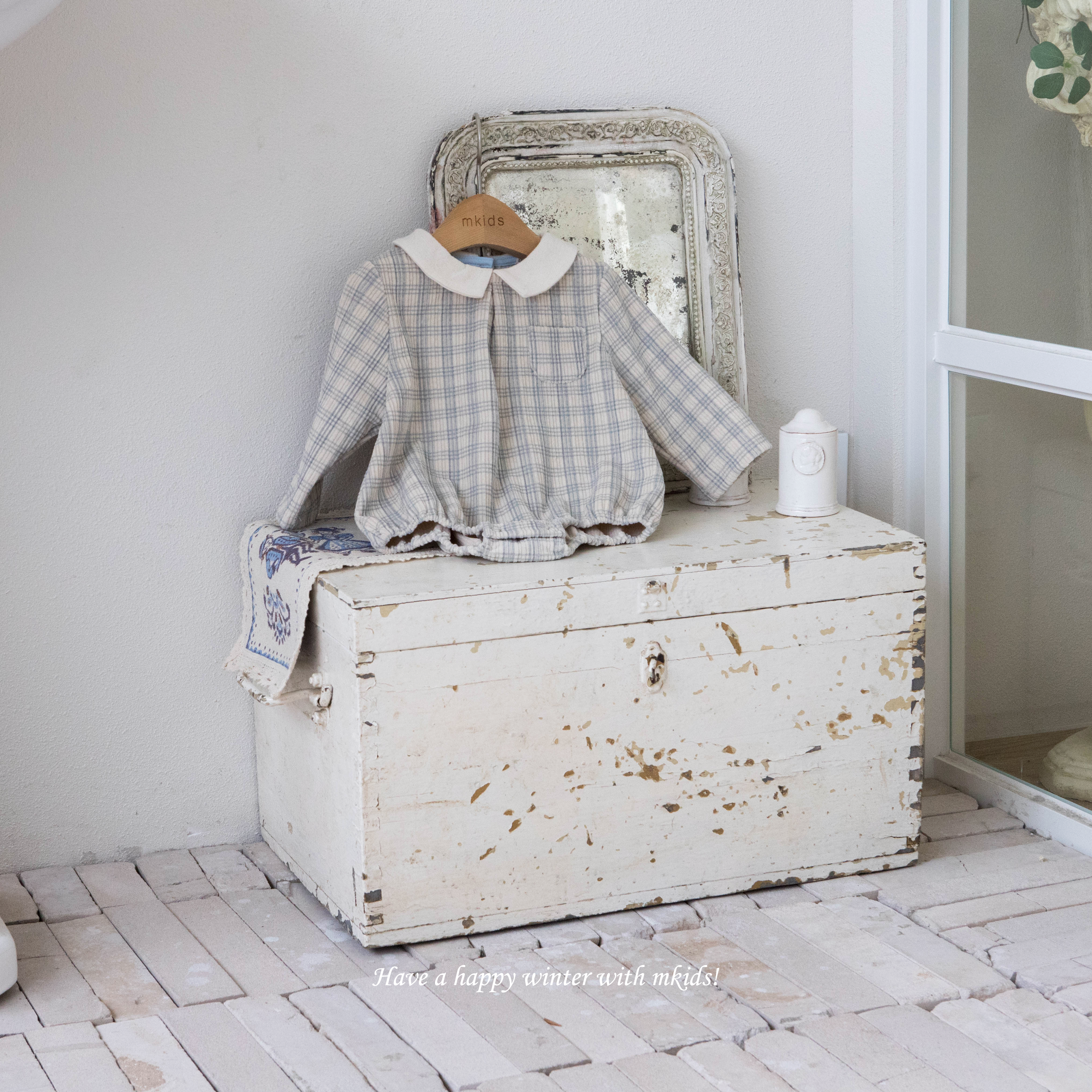 ［mkids］Billy check collar rompers