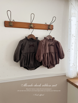 Monde check ribbon suit