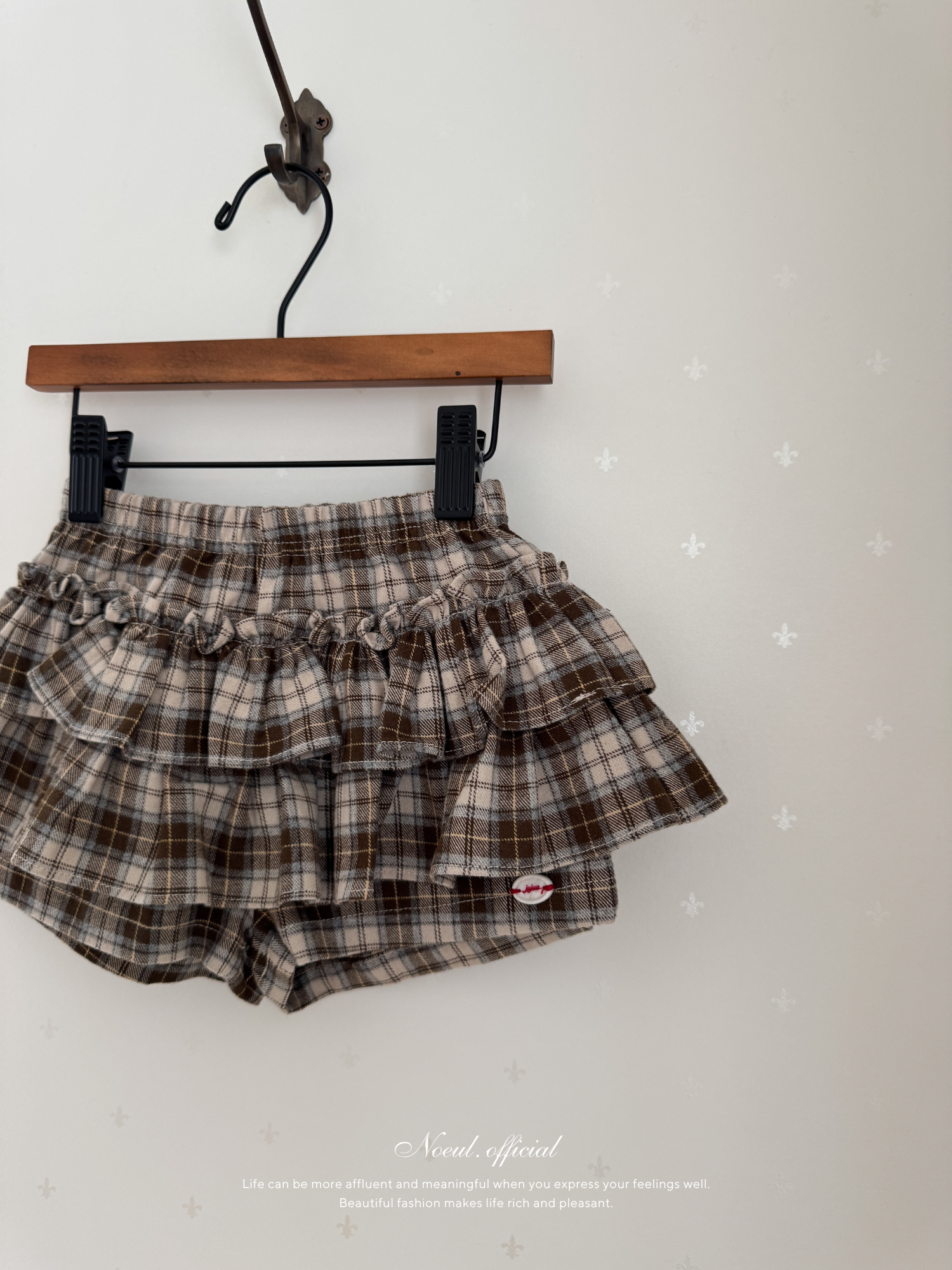 Roman check cancan pants