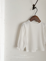 Eyelet lace puff tops