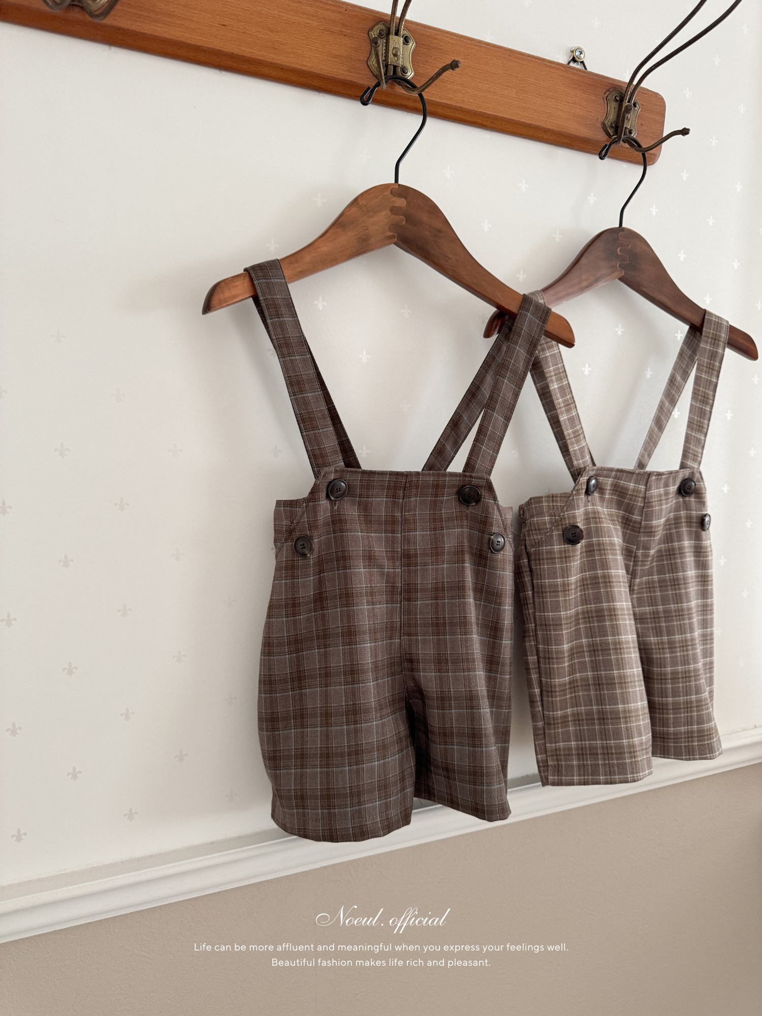 Rommy check suspender pants