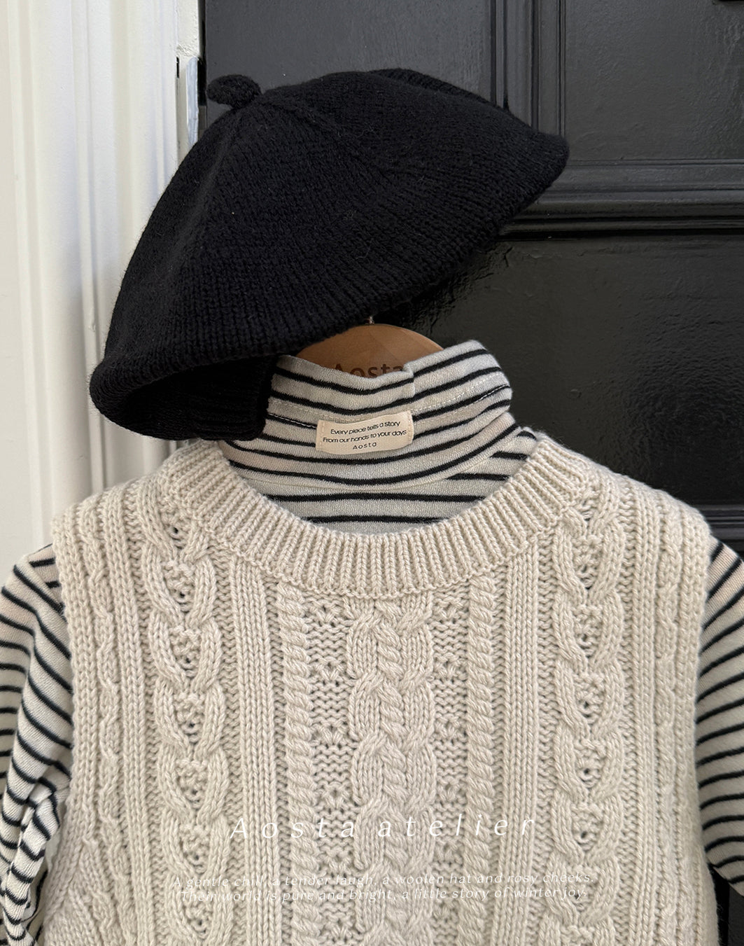 ［Aosta］Wool turtleneck tee