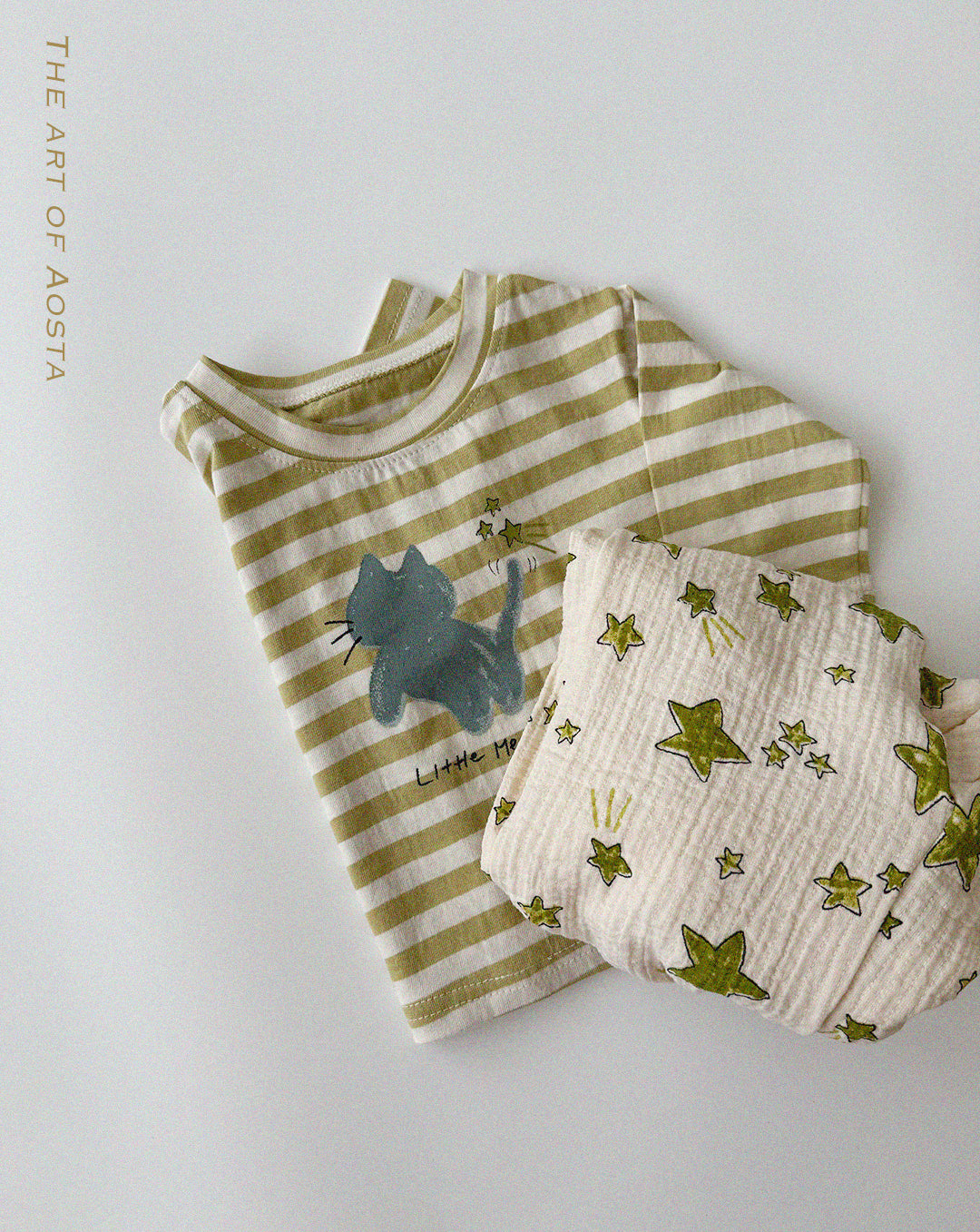 ［Aosta］Meow Stripe Tee