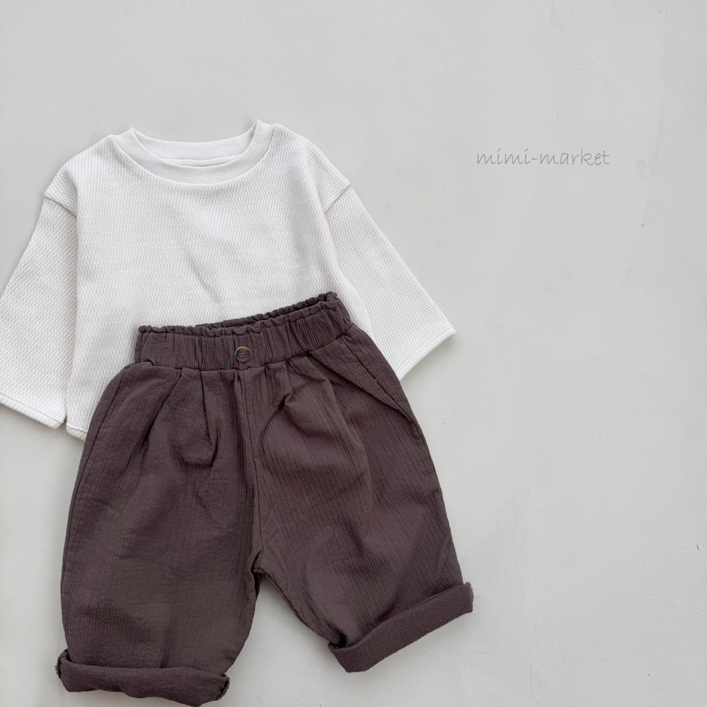 ［mimi market］Waffle round tee