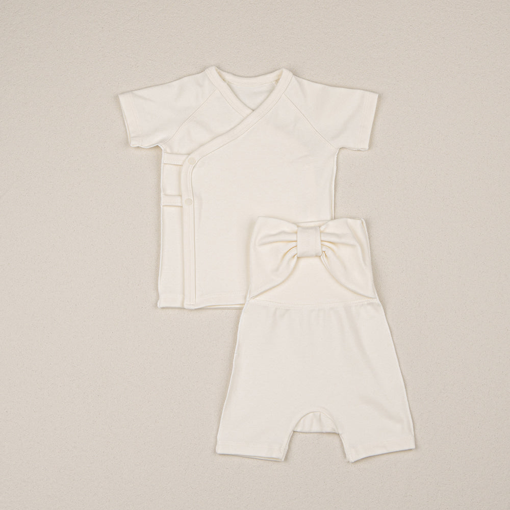 ［peekaboo］Ribbon newborn set (short sleeve)