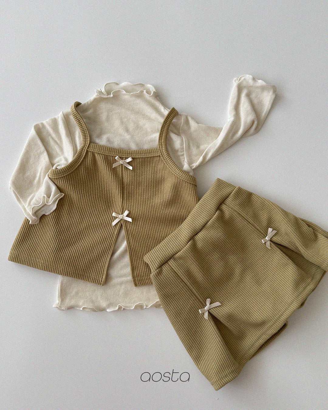［Aosta］Bibi Ribbon Skirt Pants
