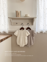 Soft puff knit rompers