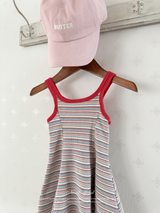 Double strap stripe flare one-piece