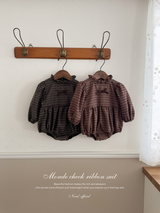 Monde check ribbon suit