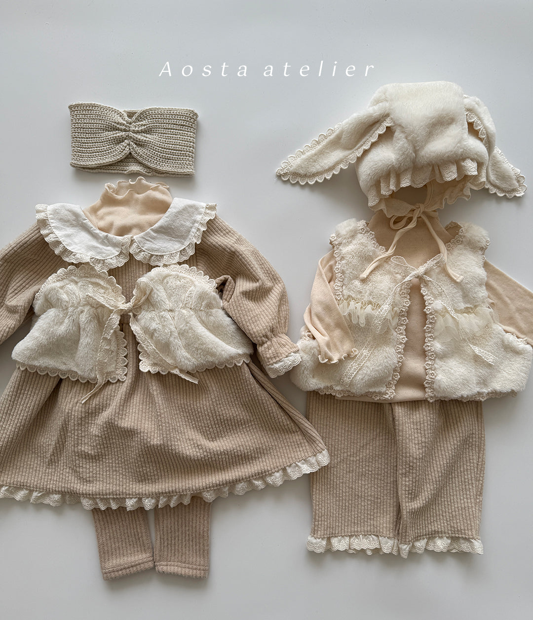 ［Aosta］Fur open vest