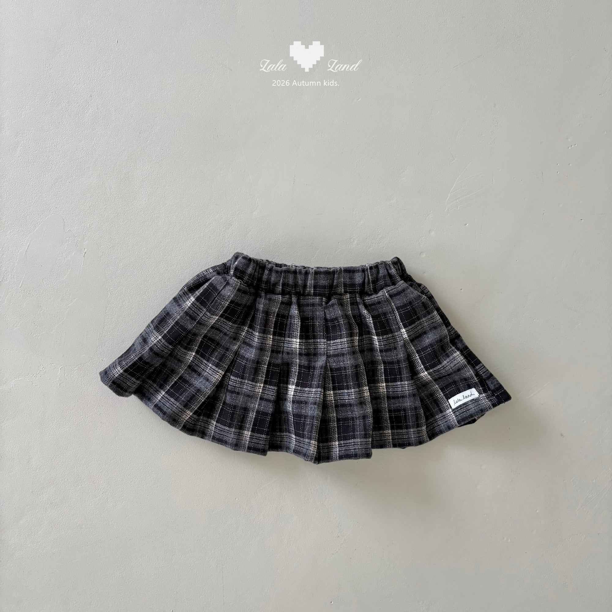［Lala land］Eve check pleats skirt