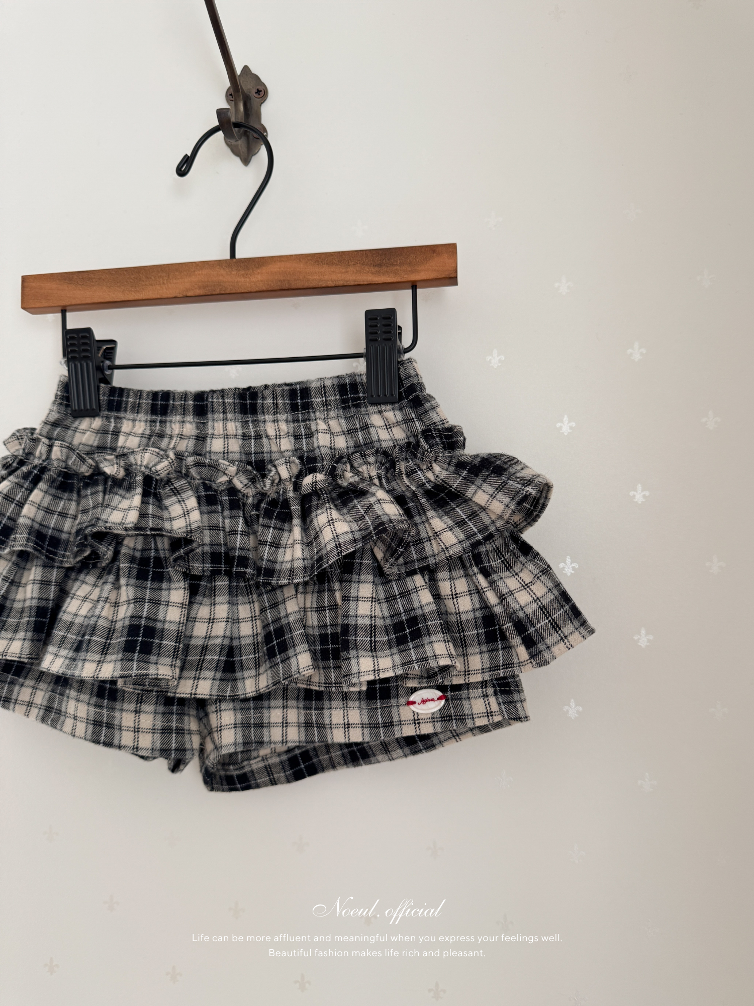 Roman check cancan pants
