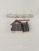 Check lace balloon pants