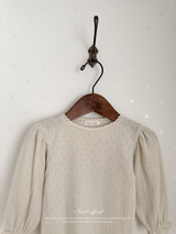 Eyelet lace puff tops