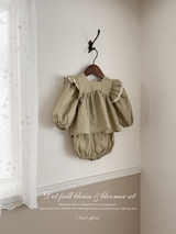 Dot frill blouse & bloomer set
