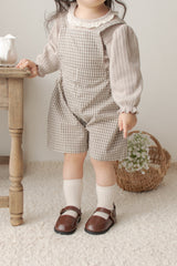 Mini check suspender pants