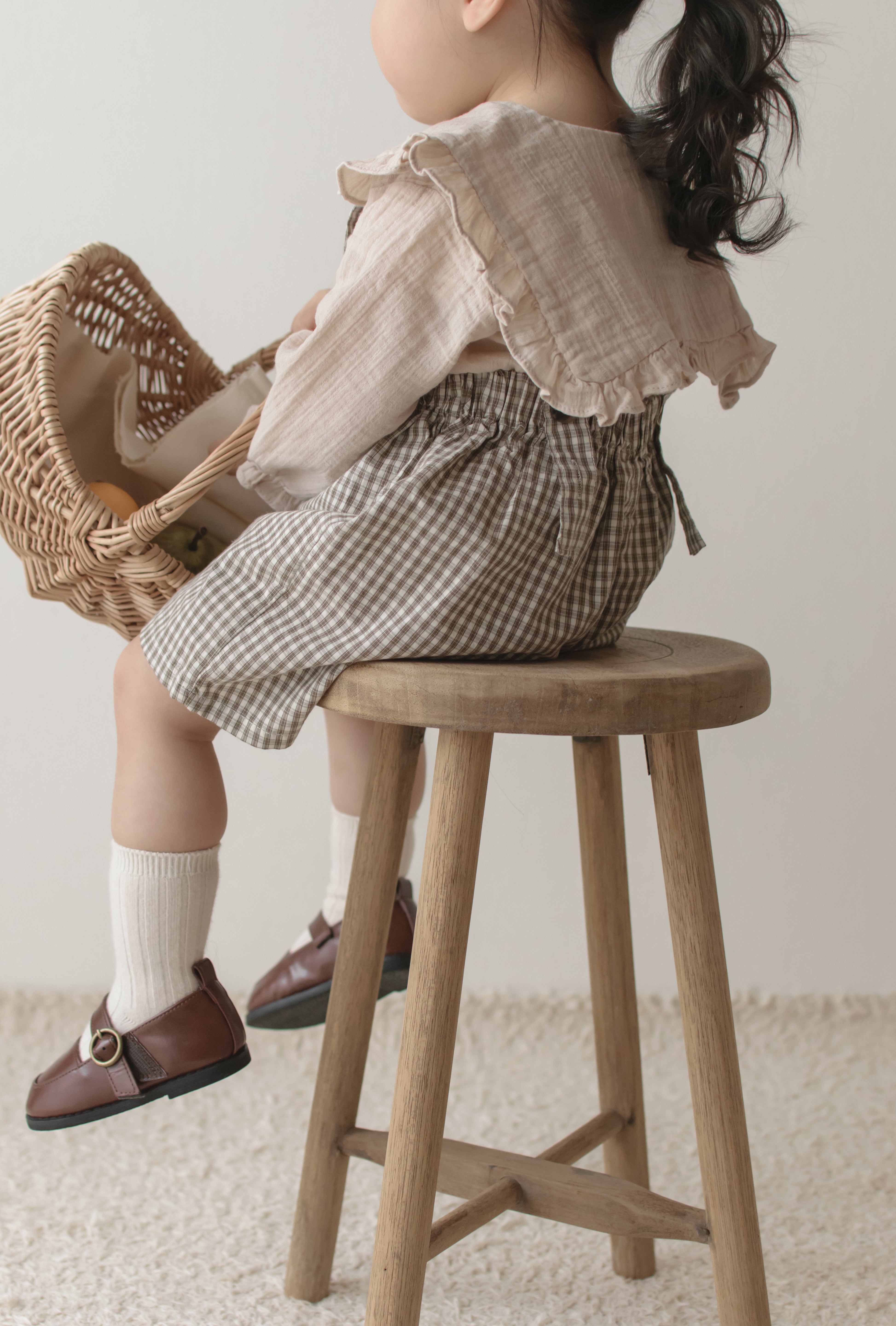 Mini check suspender pants