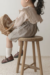 Mini check suspender pants
