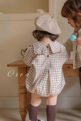 ［OREN］Brunette check rompers