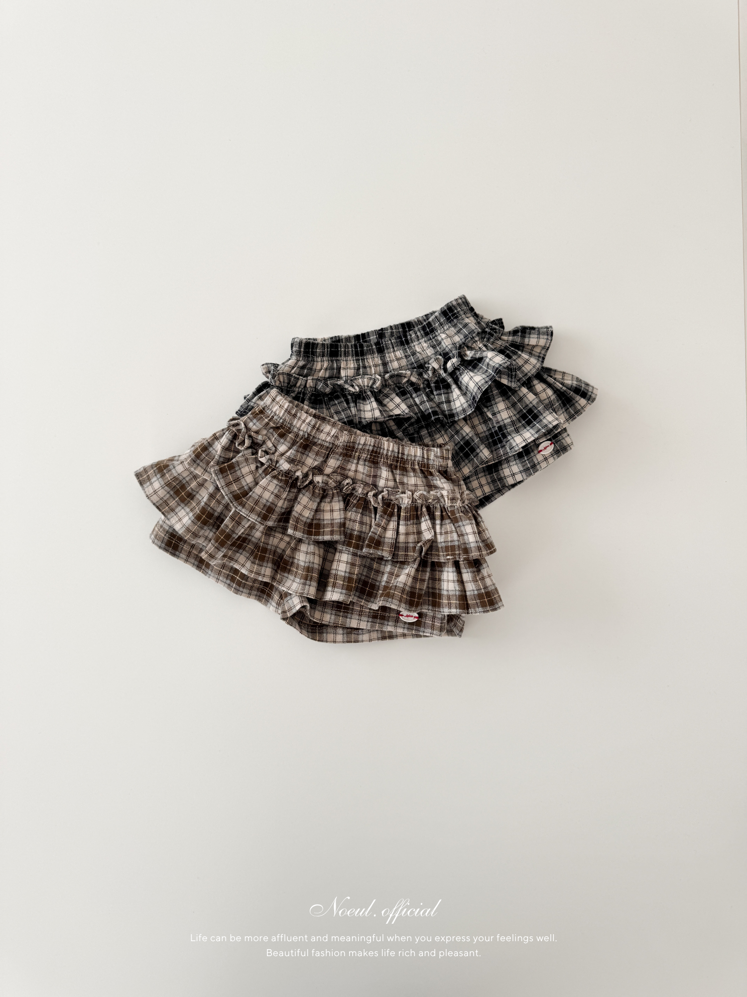 Roman check cancan pants