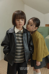 ［Lala land］Caross leather jacket