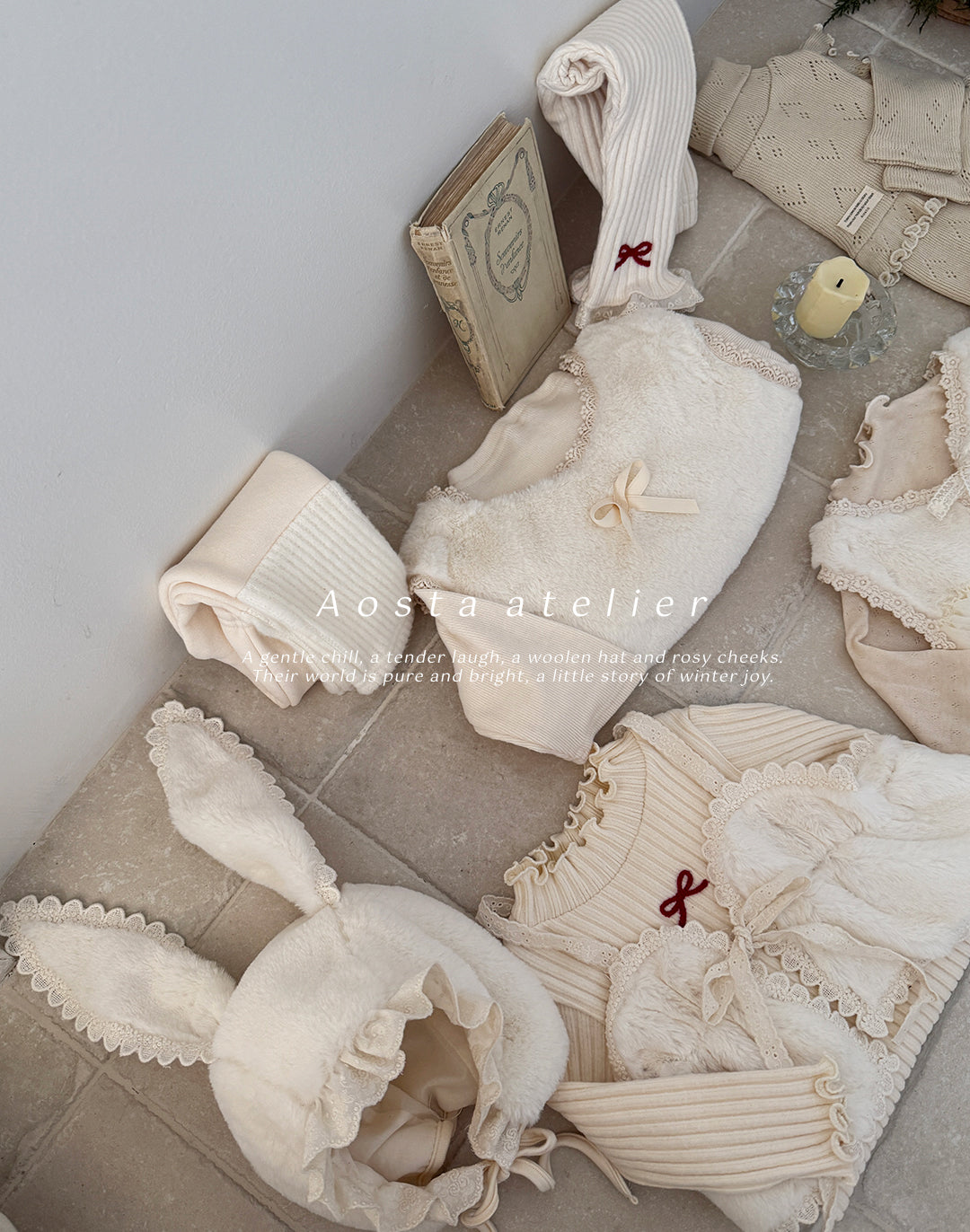 ［Aosta］Furry ribbon vest