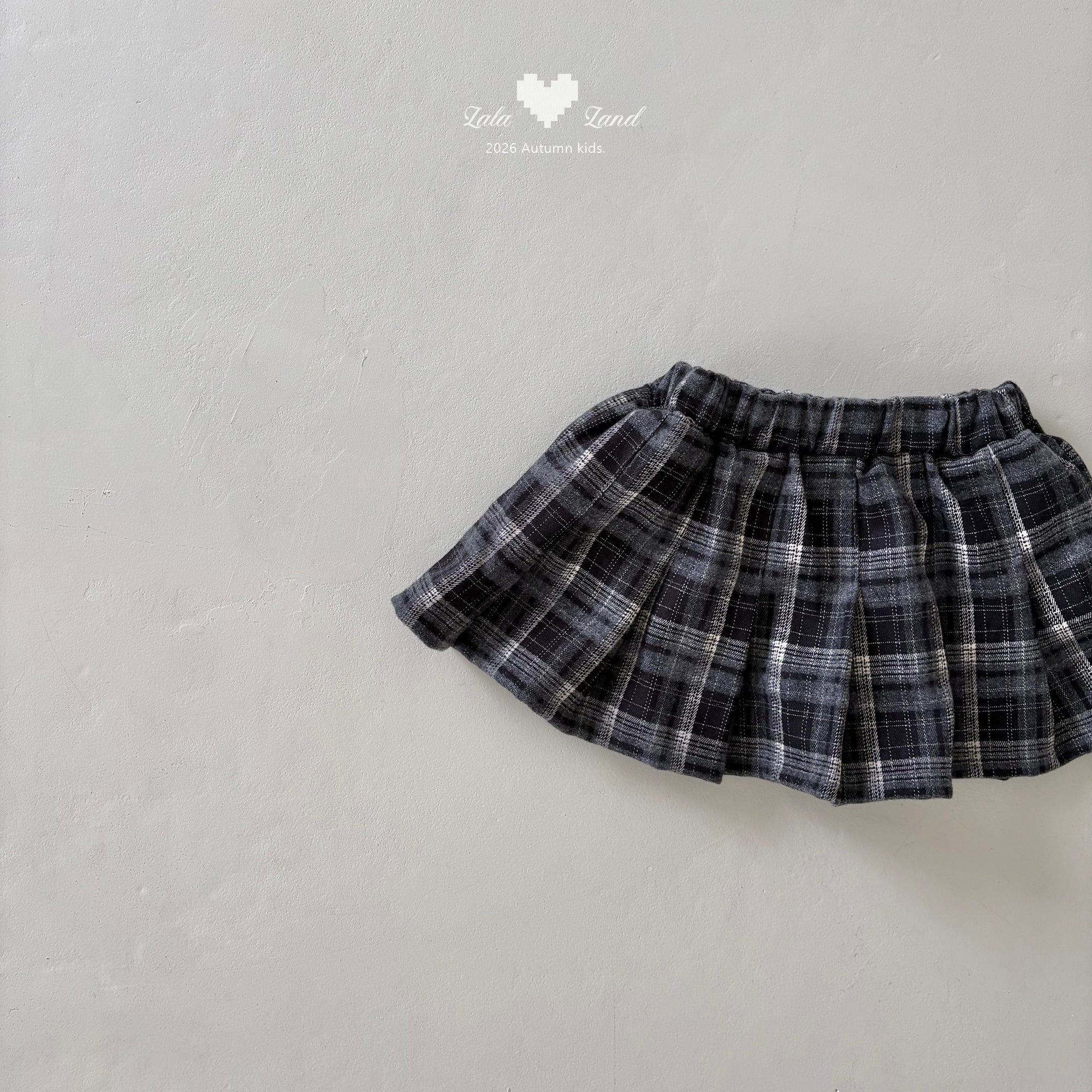 ［Lala land］Eve check pleats skirt