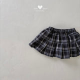 ［Lala land］Eve check pleats skirt