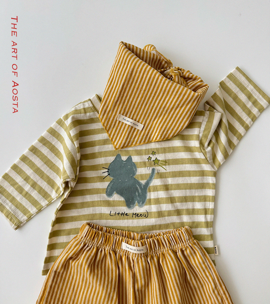 ［Aosta］Meow Stripe Tee