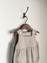 Mini check suspender rompers