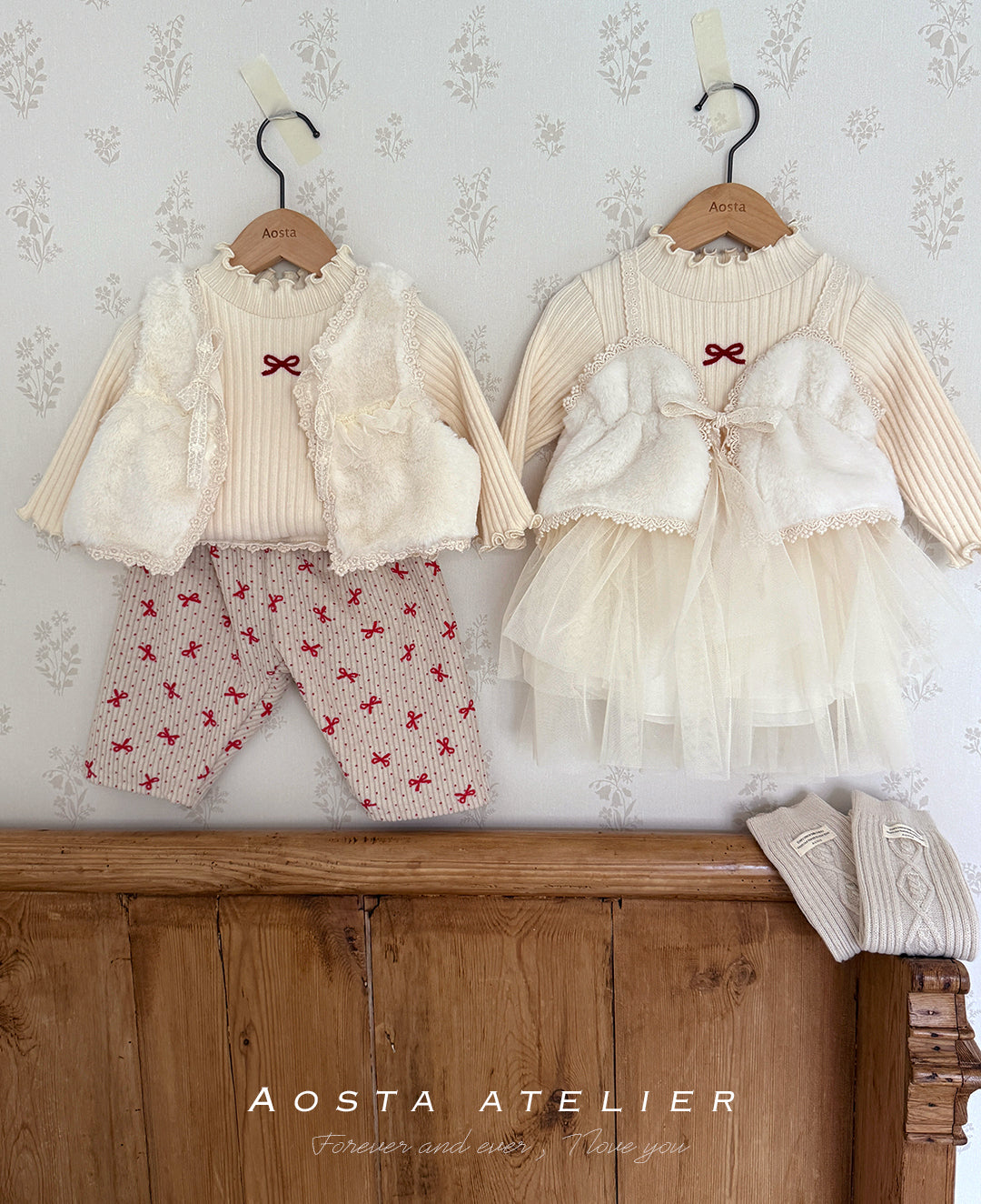 ［Aosta］Fur open vest