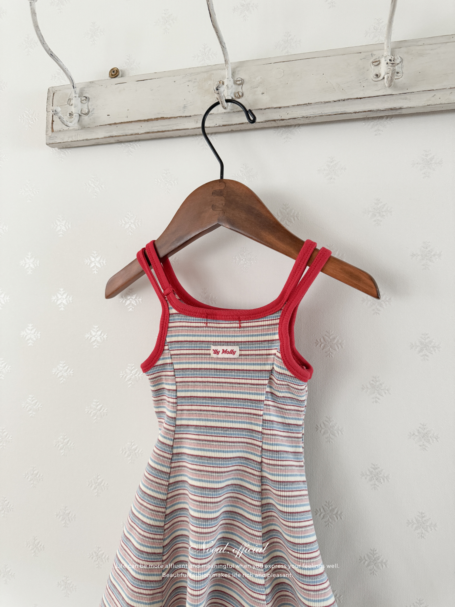 Double strap stripe flare one-piece