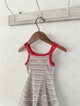 Double strap stripe flare one-piece