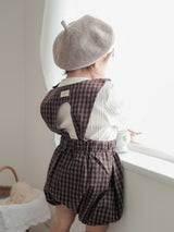 Kuku check suspender suit