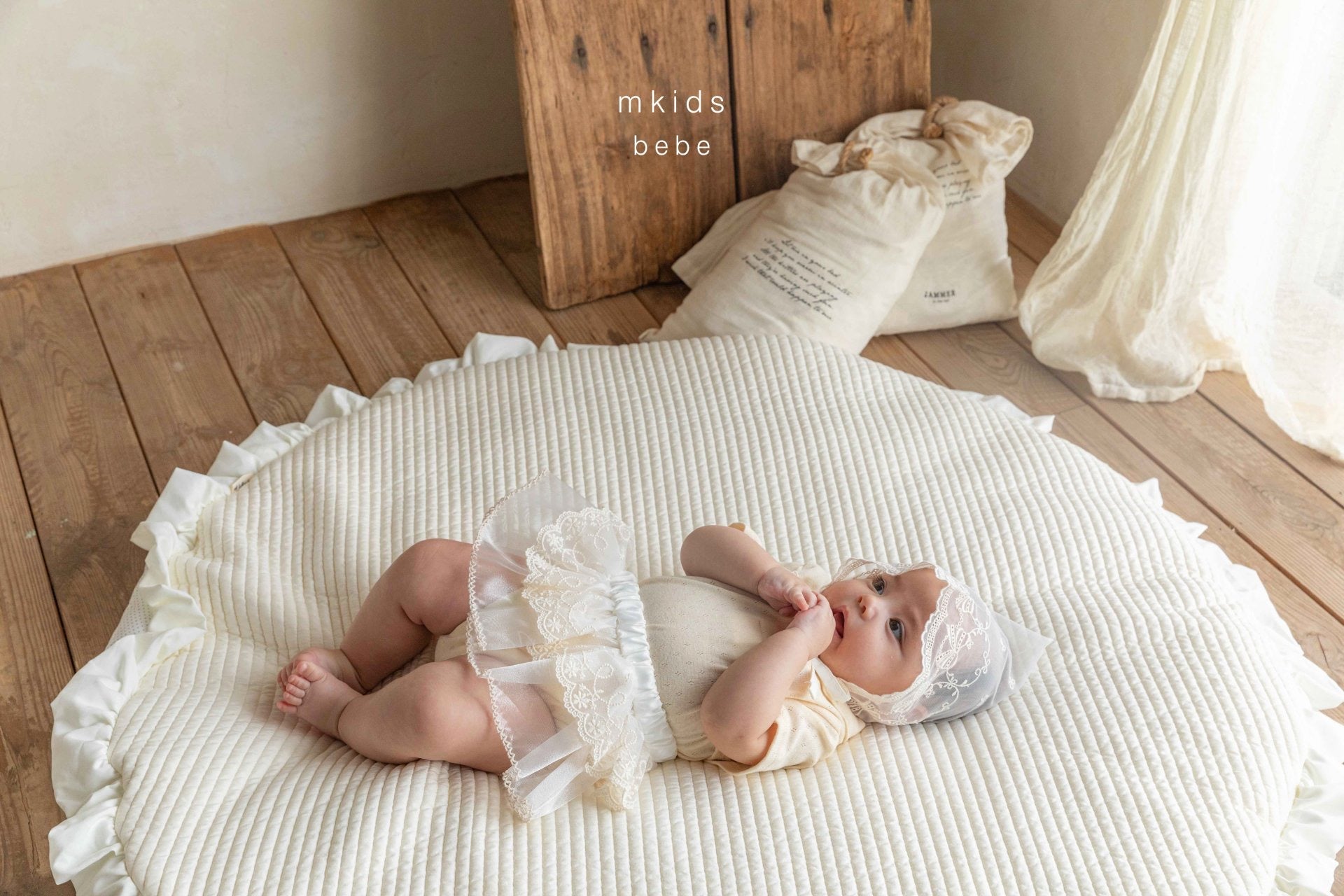 ［mkids］Chocolate lace bonnet