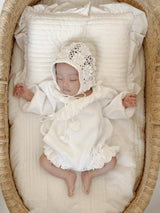 Waffle frill wrap newborn rompers