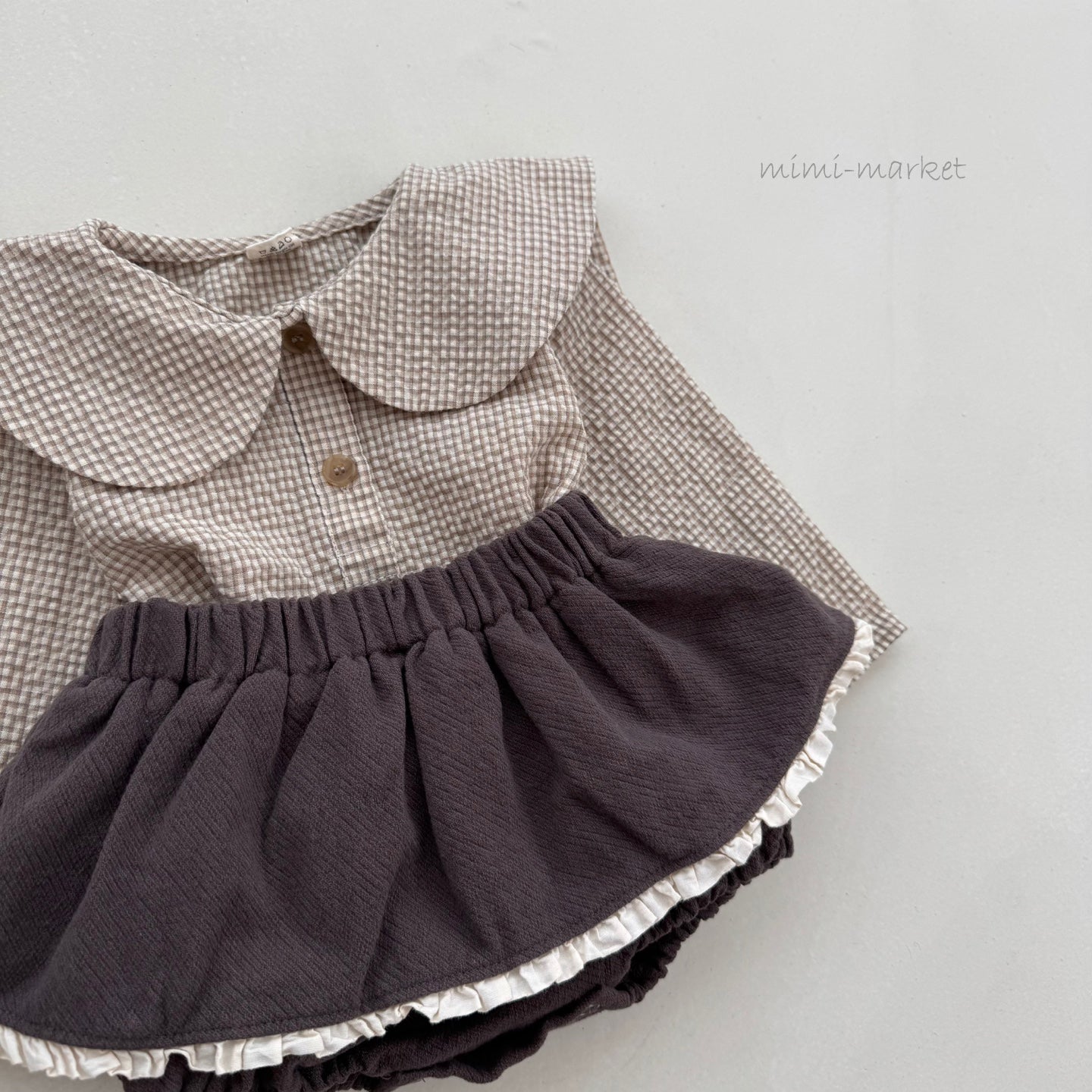 ［mimi market］Check collar blouse