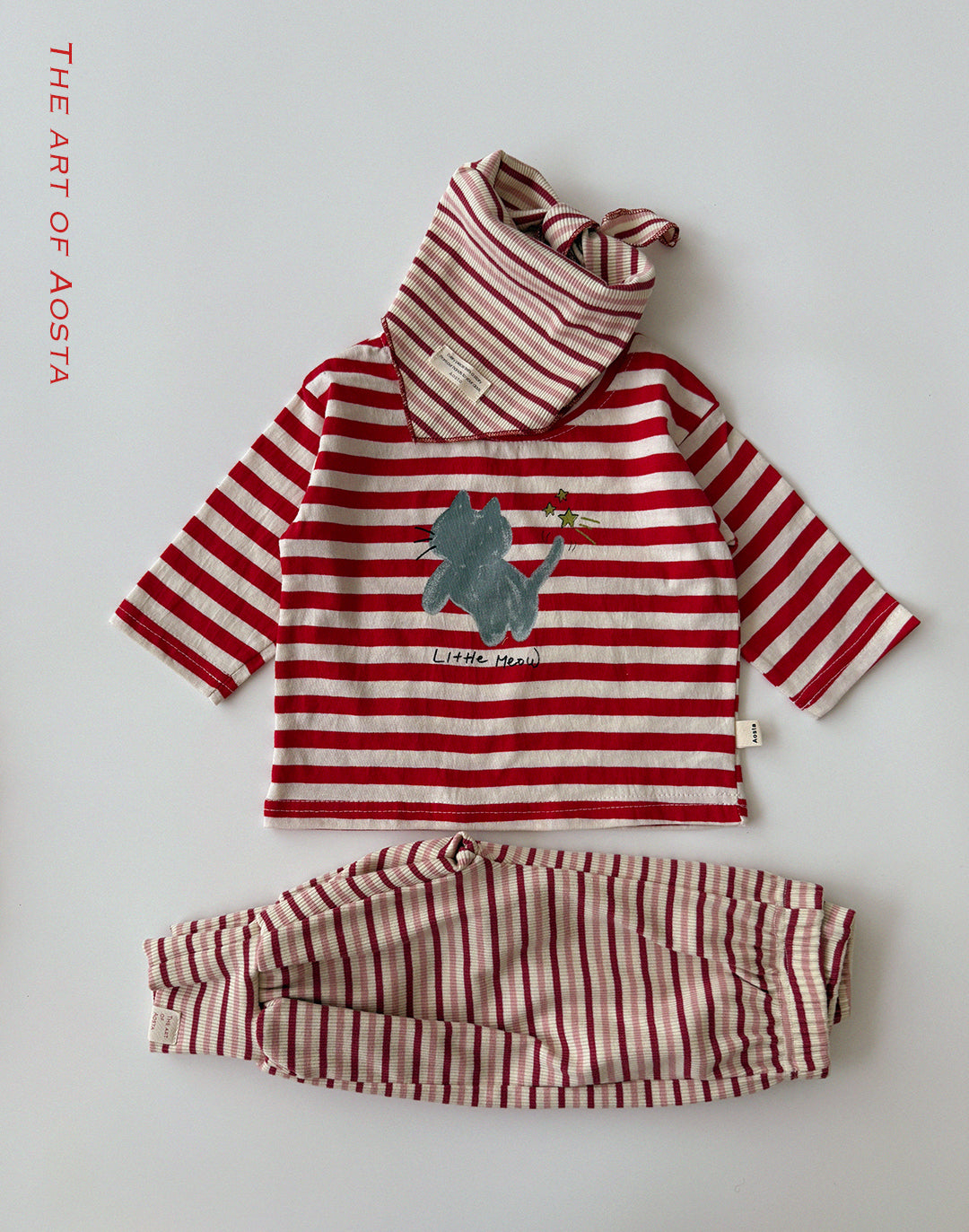 ［Aosta］Meow Stripe Tee