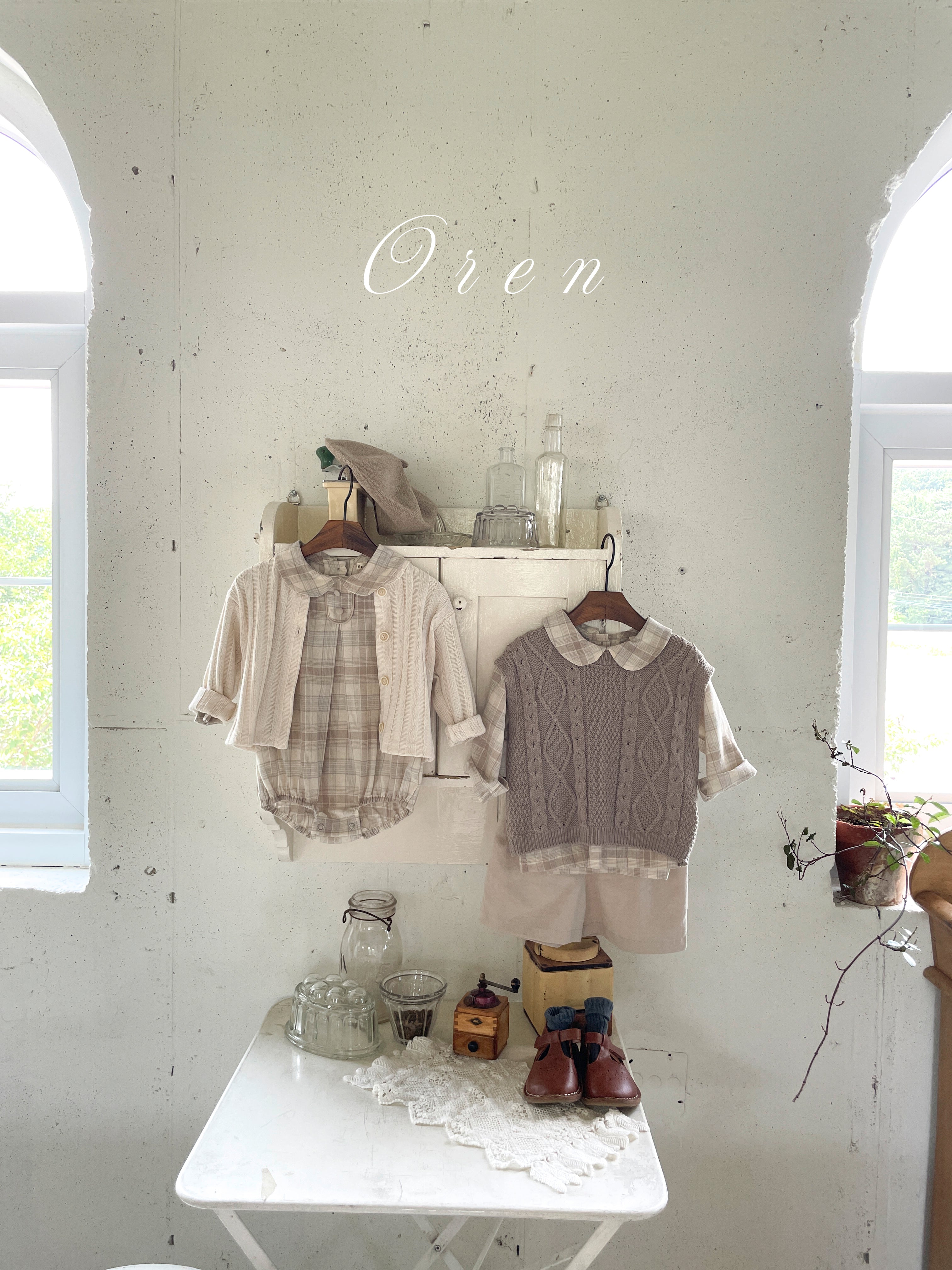 ［OREN］Allo cardigan & beret set