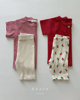 ［Aosta］Heart button tee