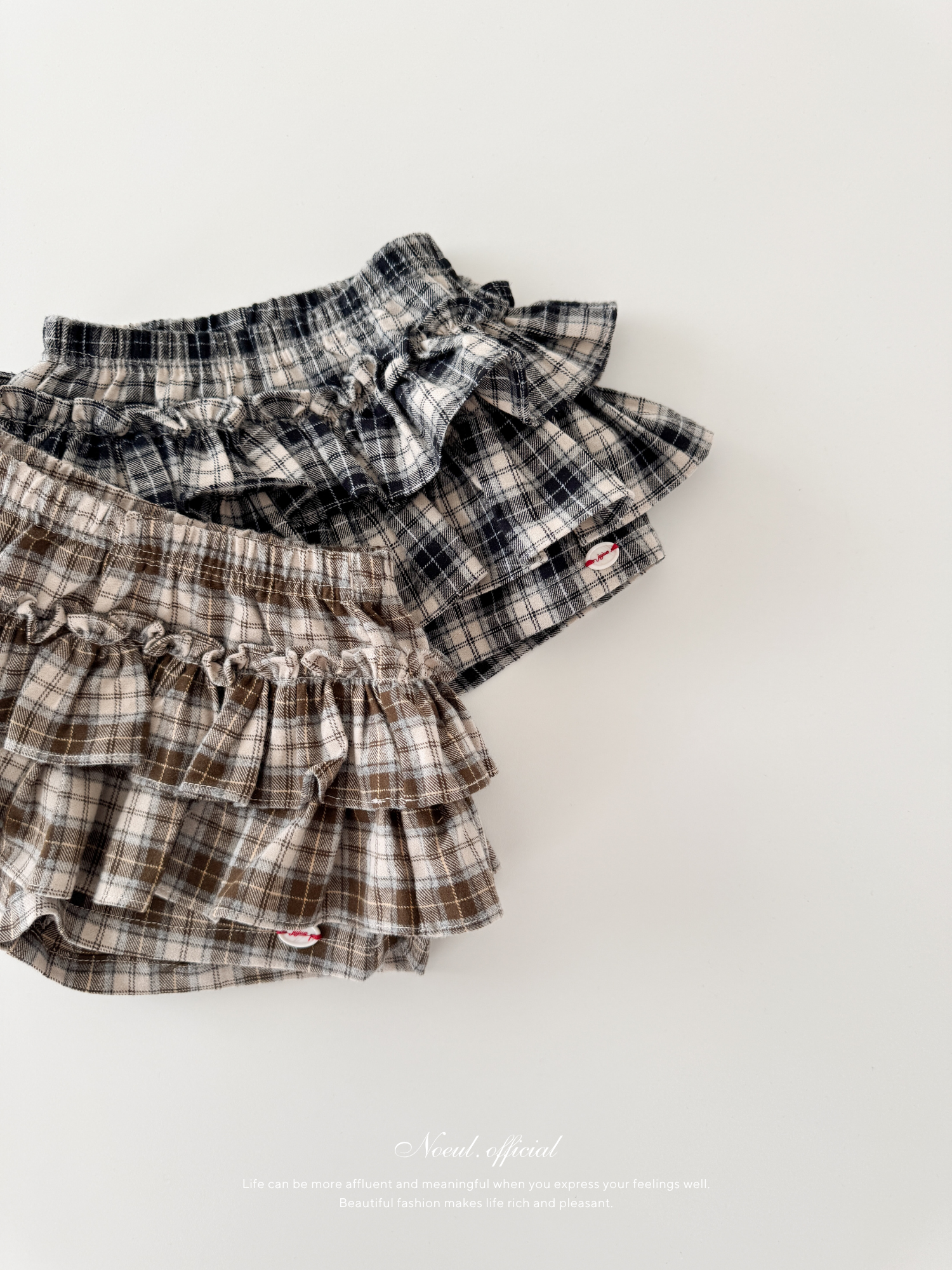Roman check cancan pants